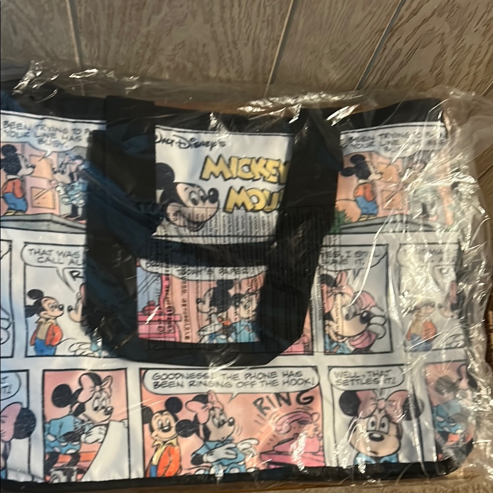 Disney Mickey Mouse Comic Tote Bag, from Disney Store.  NWT, NS, cat home